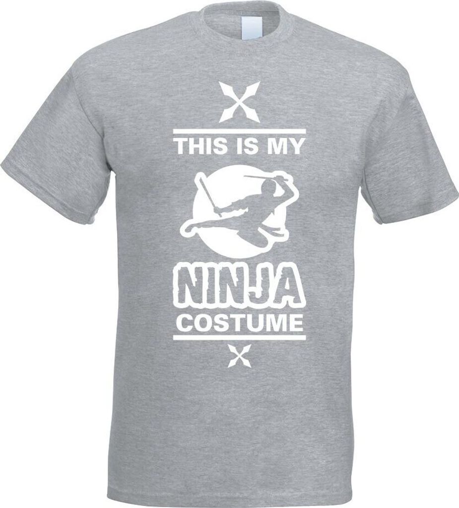 Kiwistar - T-Shirt - Graumeliert - This is My Ninja Costume Motiv Bedruckt Funshirt Design Print - mit Motiv Bedruckt - Funshirt Design - Sport - F...