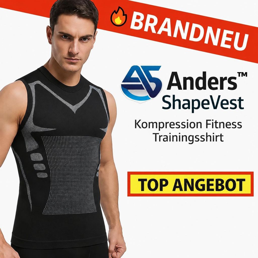 Anders ShapeVest Muskelshirt Herren Tanktop Kompression Fitness Trainingsshirt: Schwarz / M