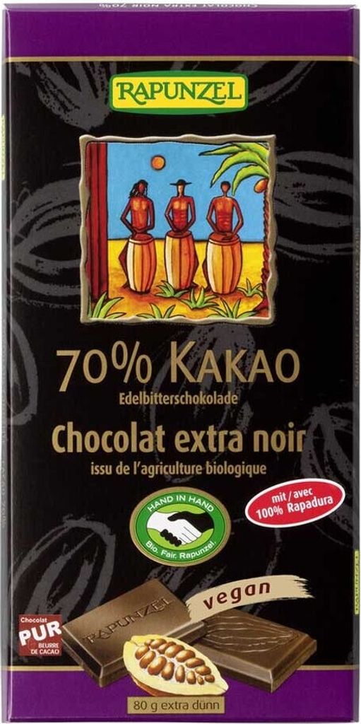 Rapunzel Schokoladen Edelbitter Schokolade 70% Kakao Produktbild 