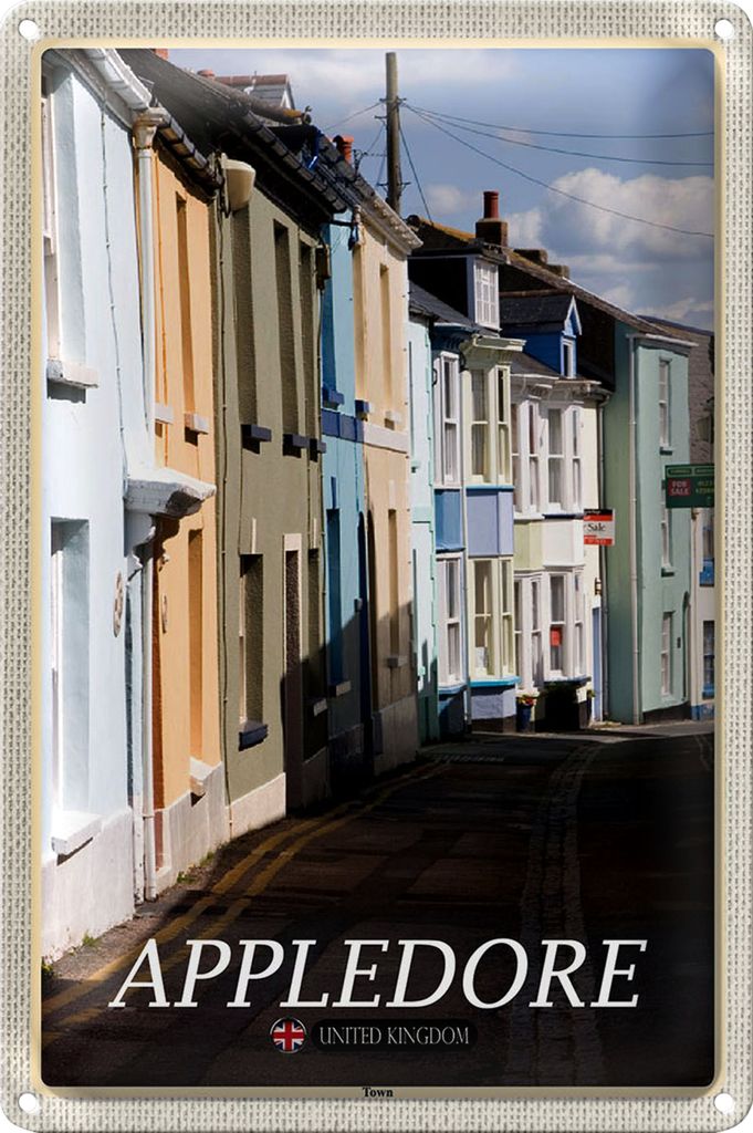 Blechschild Städte England Appledore Town Street 18x12cm