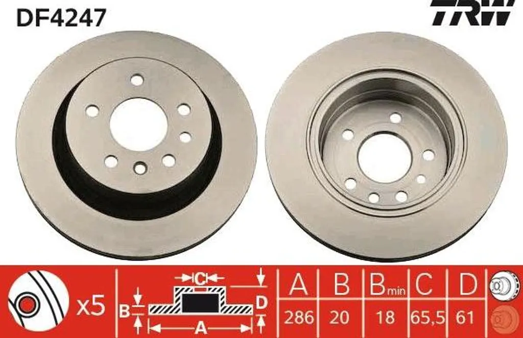 Disque de frein TRW DF4247 OE 569100 pour Opel Omega - Qualité Origine