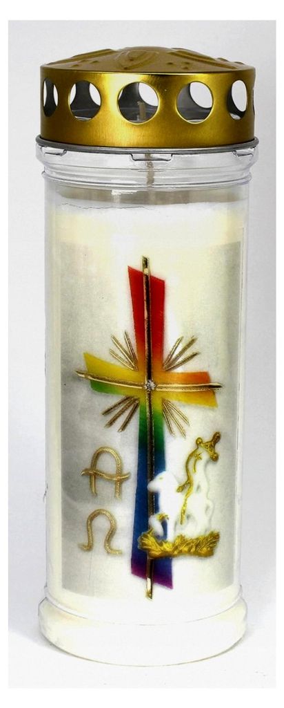 Grabkerze Frohe Ostern mit 7 Tagen Brenndauer, schöne Grablichter mit Motiv, Grabkerzen mit Deckel, wetterfester Grabschmuck, Trauerkerzen mit Spr...