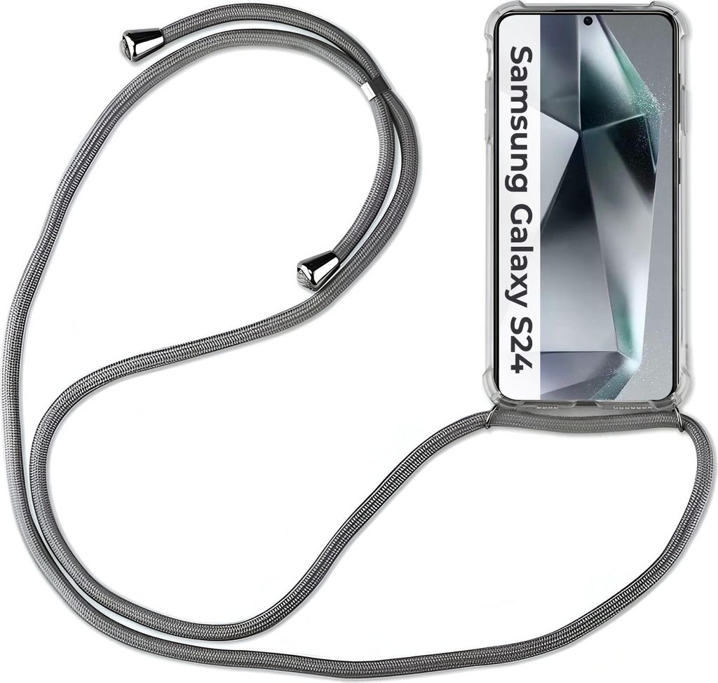 Handykette für Samsung S21 S22 S23 S24 FE Plus Ultra Handyhülle mit Band Hülle Galaxy S24 Grau