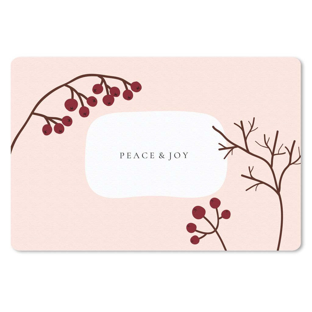 MuchoWow Schreibtischunterlage Beeren - Äste - Zitat - Rosa 60x40 cm - XXL Mauspad - Großes Mauspad