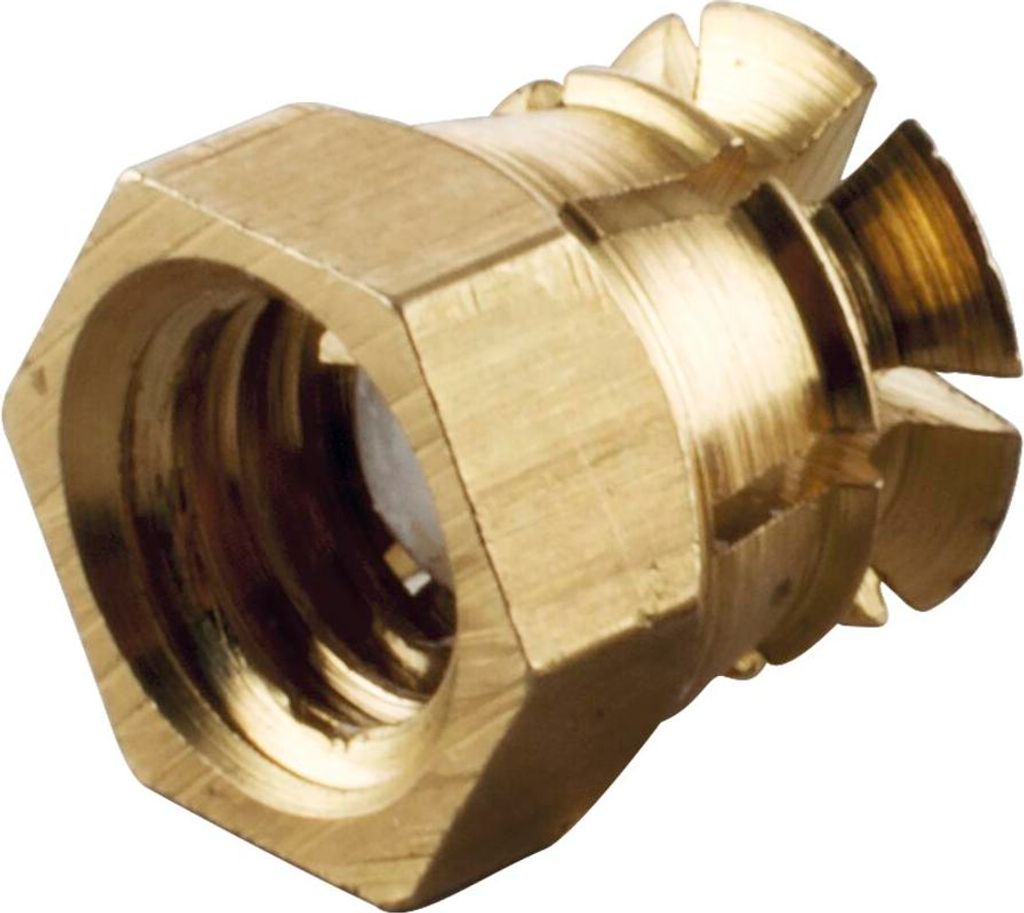 Spreizmuffe sechskant, M6 Länge 9 mm, Bohr ø8 mm, Messing Produktbild 
