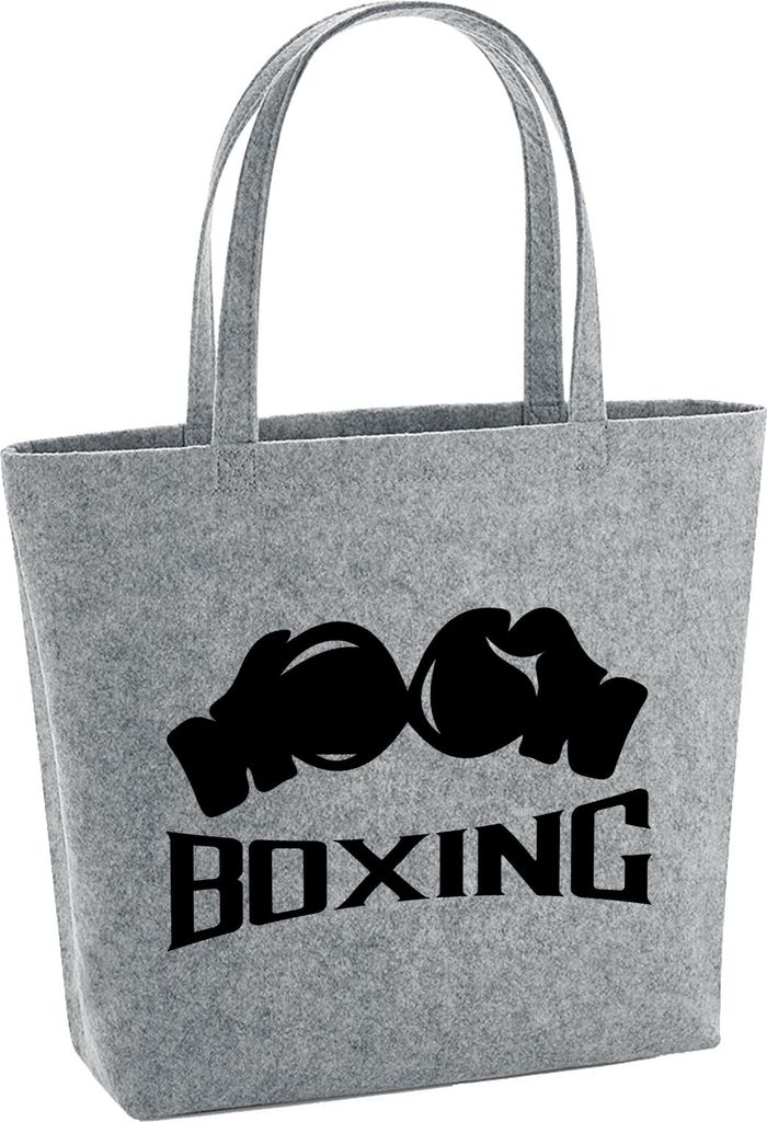 Huuraa Filzshopper Boxing Boxhandschuhe 22 Liter Grey Melange Filztasche Geschenkidee