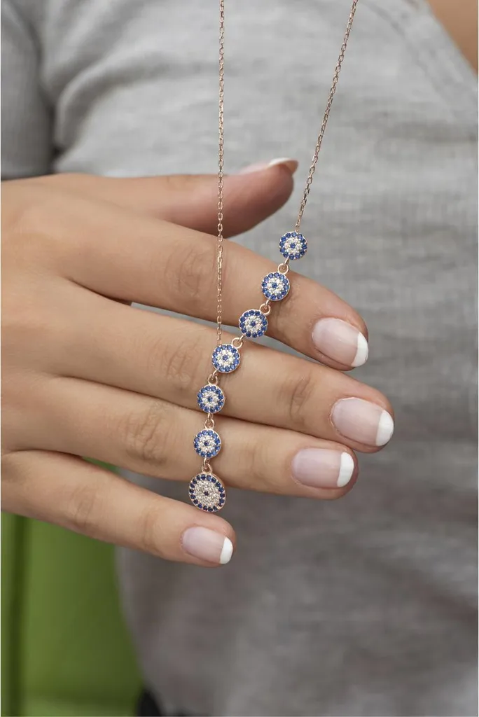 Collier Nazar en Argent 925 et Zirconium avec Rhodium - Amulette Femme