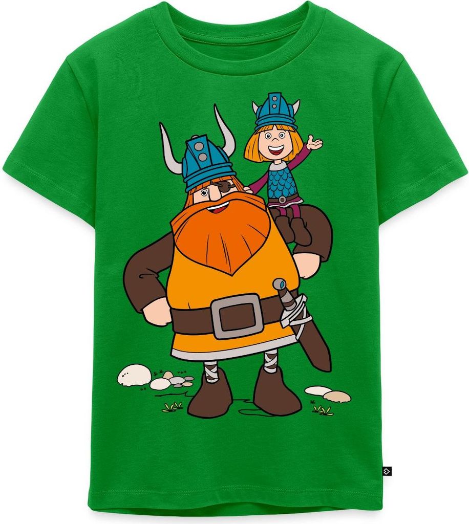 Spreadshirt Wickie Und Die Starken Männer Halvar Trägt Wickie Kinder Premium T-Shirt, 98/104 (2 Jahre), Grün