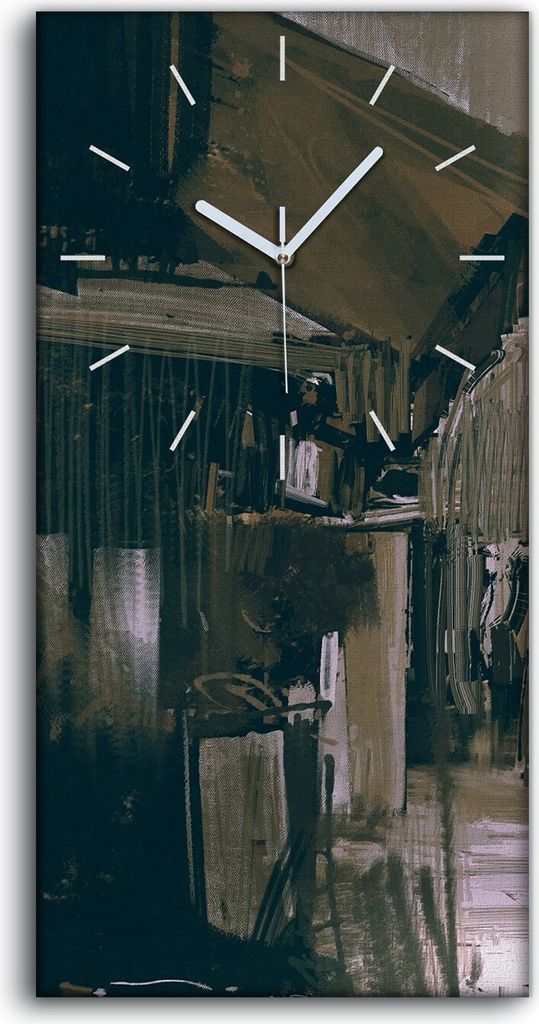 Wanduhr Bürouhr Leinwand Bild Quarz 30x60 Mann mit dem leuchtend Regenschirm - weiße Hände