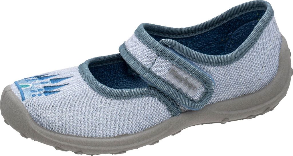Fischer Kinder Hausschuh Mädchen Mary Jane Ballerina Prinzessin Schloss 642370, Größe:36 EU, Farbe:Blau