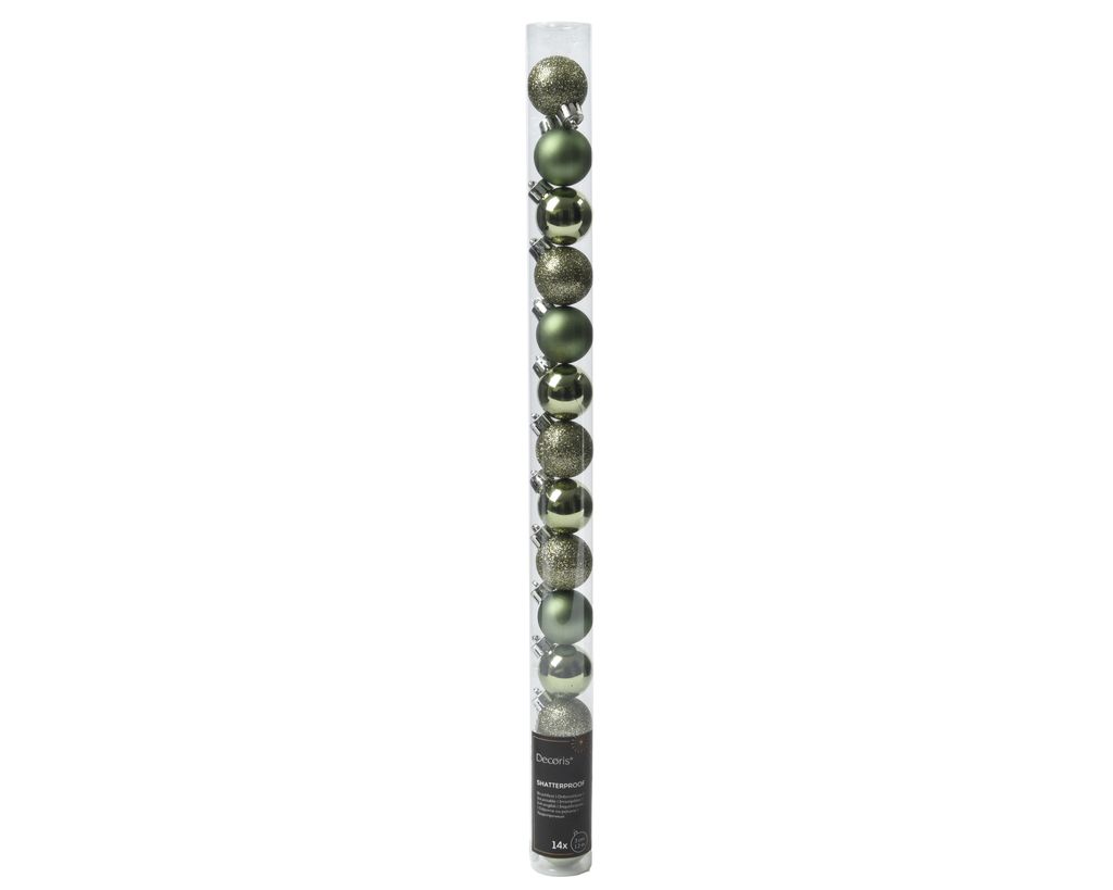 Weihnachtskugeln Kunststoff 3cm 14er Set - Rosmarin Produktbild 