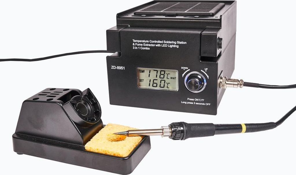 3-in-1-Gerät Lötstation, Rauchabzug, LED Lampe ZD-8951 + 3. Hand + Metallschwamm
