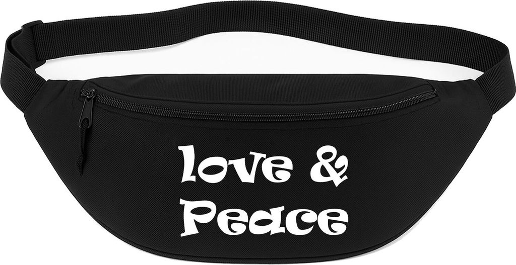 Huuraa Bauchtasche Love & Peace 70s 2,5 Liter Black Polyester Crossbody Bag Geschenkidee