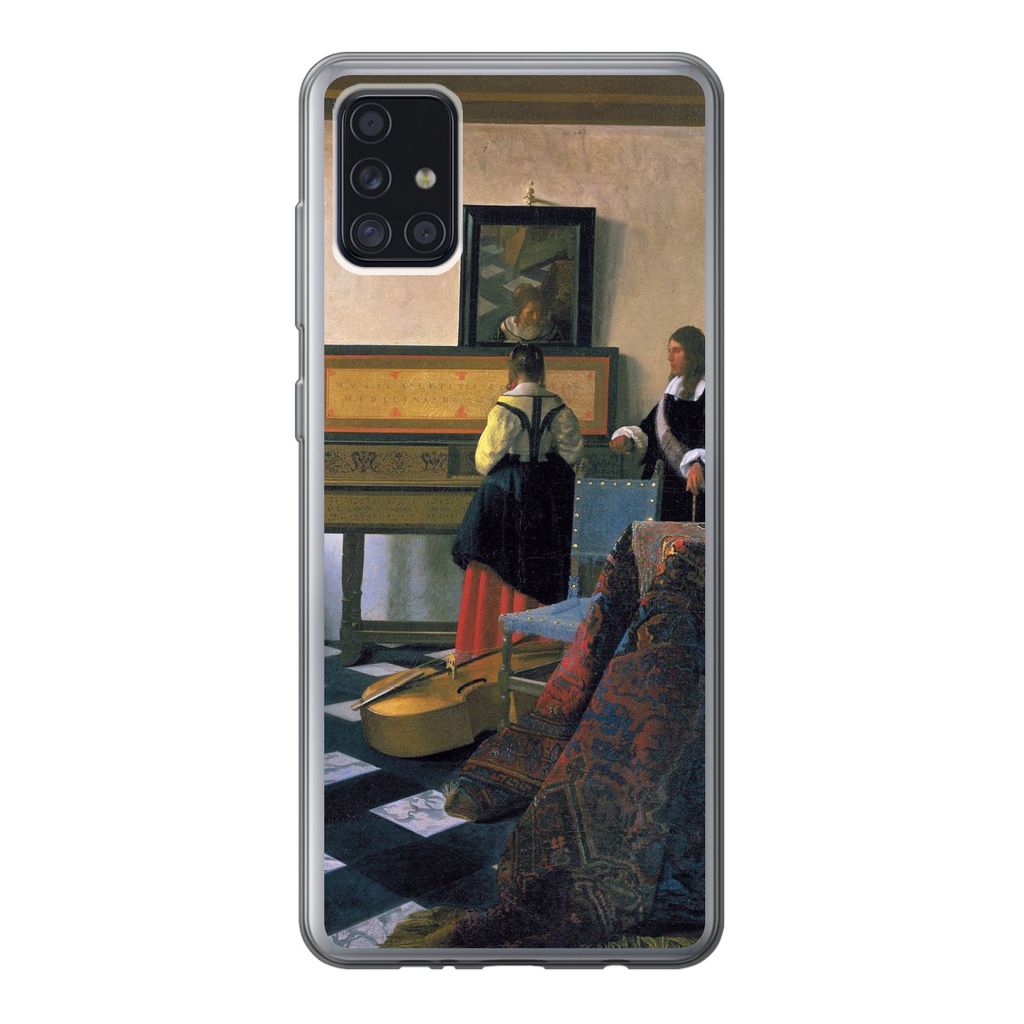 MuchoWow Handyhülle Schutzhülle Hülle für Samsung Galaxy A52 5G Die Musikstunde - Johannes Vermeer Silikon Softcase Handy Hülle - Umschlag