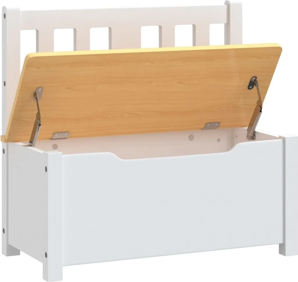 Banc de rangement enfant bicolore 60 cm en MDF résistant et sûr