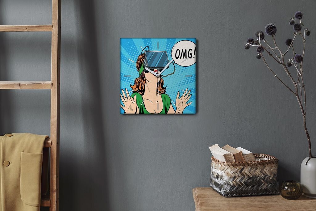 Coloray Hodiny Unikátní 30x30 cm Tiché hodiny Pro obývací pokoj a kuchyň Nástěnné hodiny Plátno Bílé ručičky hodin - Ó MŮJ BOŽE! K...