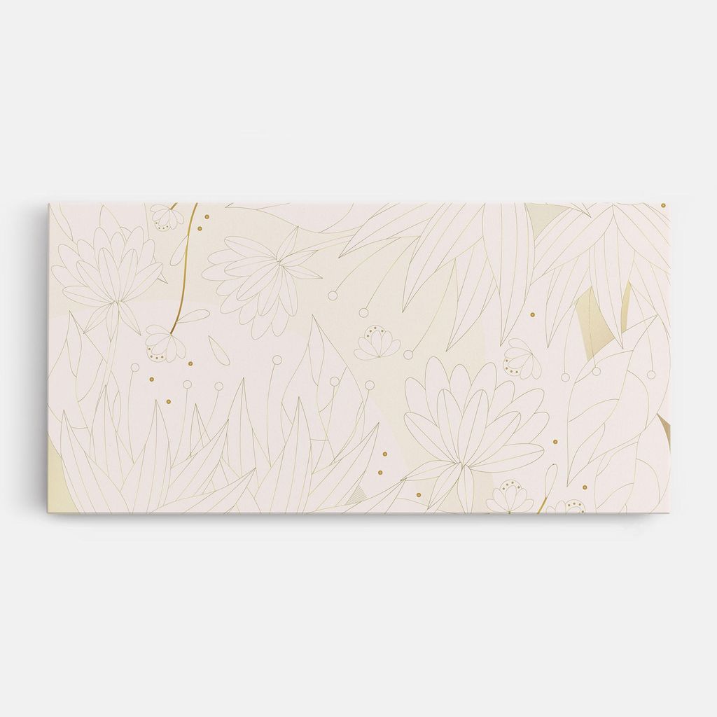 ARTHUB Leinwandbild 60x120 cm, Flower Cream Line | Wohnzimmerdekoration, Hängende Bilder, Wanddekoration, Heimdekoration, Blumen, Gezeichnete Bl...