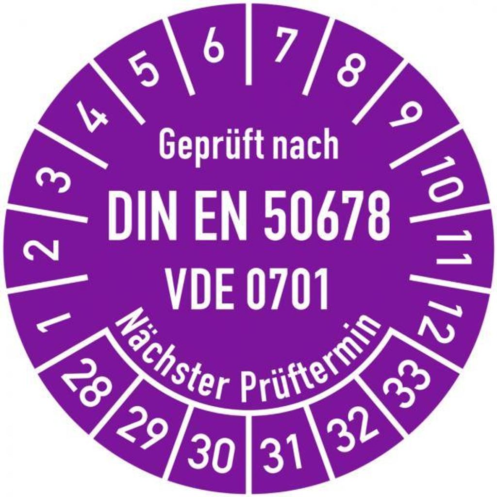 Dreifke Prüfplakette Grprüft nach DIN EN 50678, VDE 0701, Nächster Prüftermi...