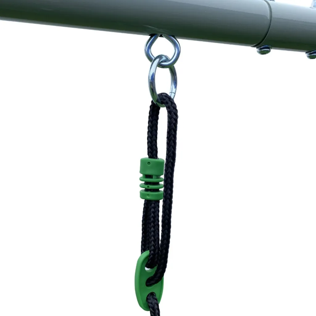 Portique balançoire multi-activités vert pour 6 enfants, hauteur ajustable - 8