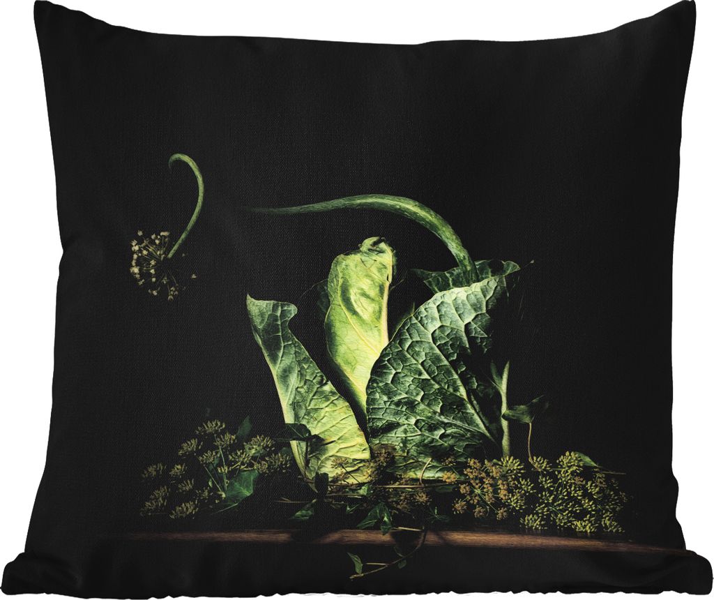 MuchoWow Outdoor Kissen - Gemälde - Stillleben - Blume - Grün - Wanddekoration - 40x40 cm - Wetterfest - Lounge Kissen - Kopfkissen - Interieur...