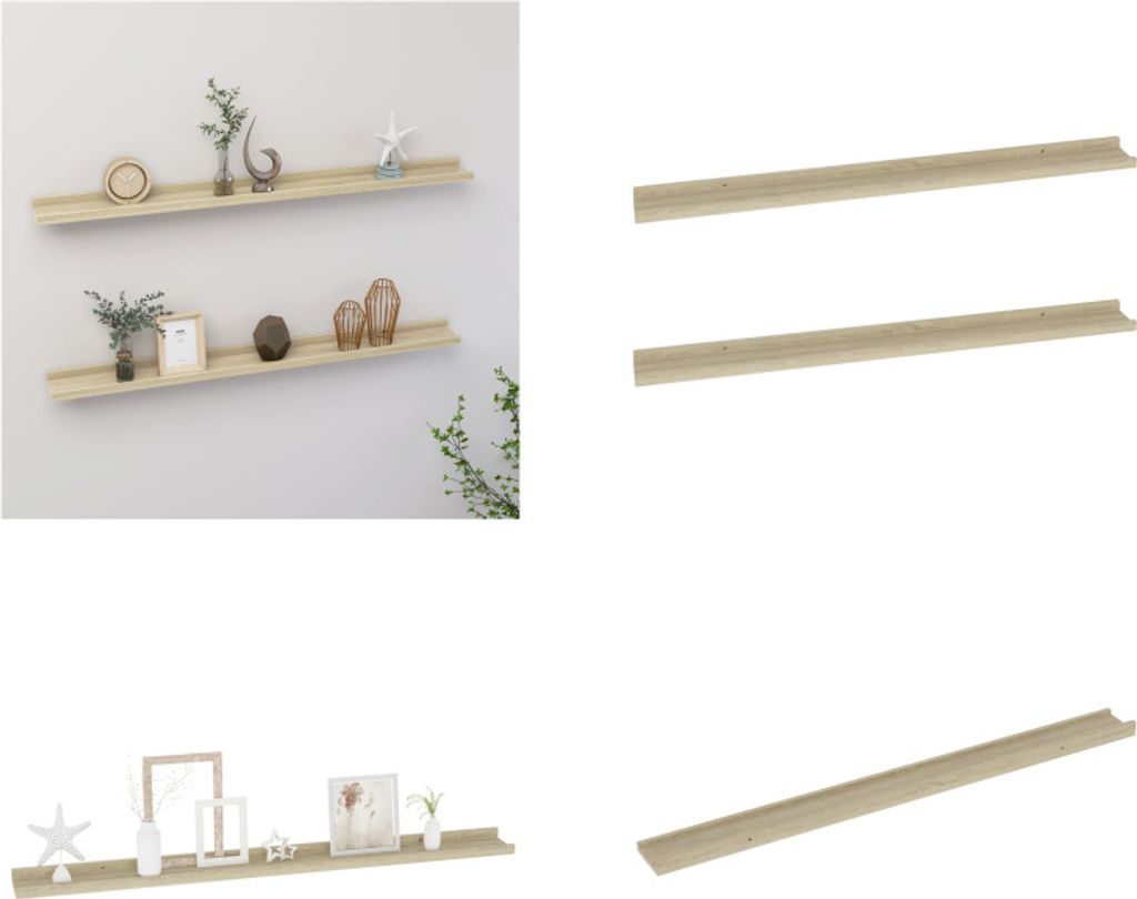 vidaXL Wandregale 2 Stk. Sonoma Eiche 100x9x3 cm - Wandregal - Wandregale - Wandablage - Wandablagen