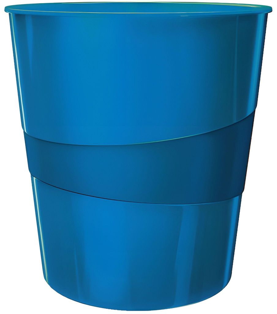 LEITZ Papierkorb WOW aus Kunststoff 15 Liter blau metallic