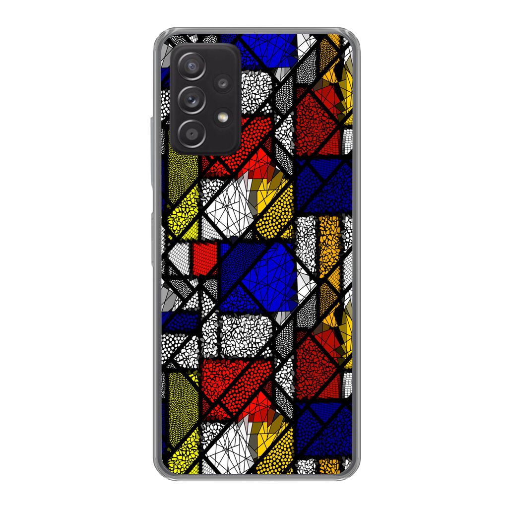 MuchoWow Handyhülle Schutzhülle Hülle für Samsung Galaxy A53 5G Mondrian - Glasmalerei - Alte Meister - Kunstwerk - Abstrakt - Malerei Siliko...