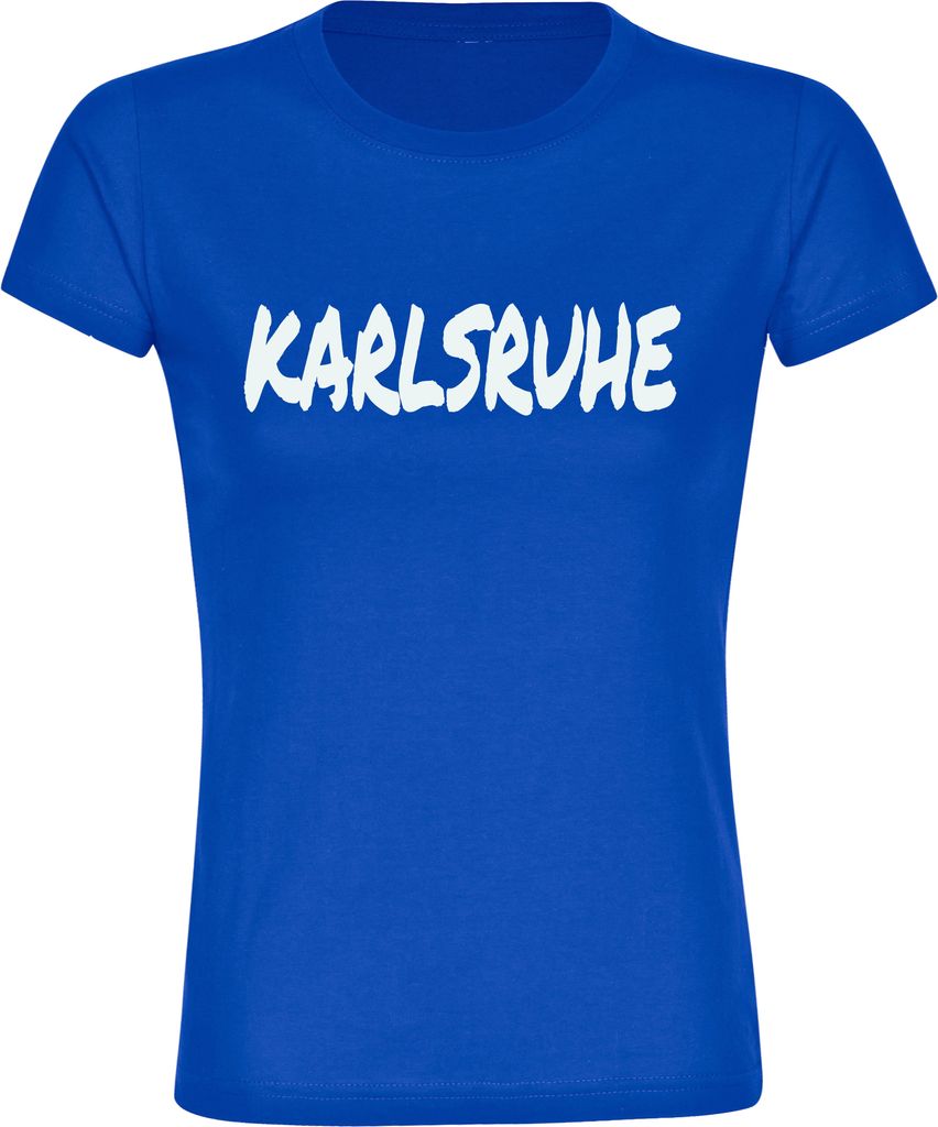 multifanshop Damen T-Shirt - Karlsruhe - Textmarker, blau, Größe M