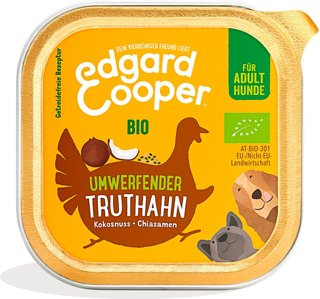 Edgard & Cooper Hund Nassfutter Schale -Truthahn mit -Kokosnuss 17 x 100g