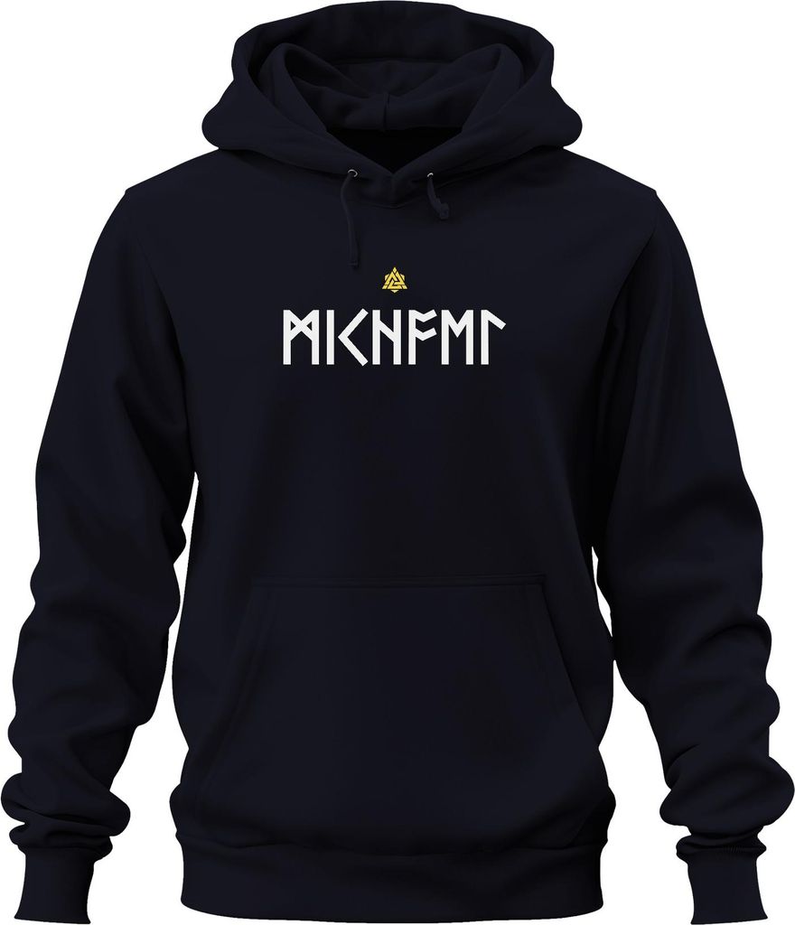 Nordische Runen Valknut Odin Symbol Wikinger Personalisiert Uni Hoodie Kapuzenpullover, Navy, S