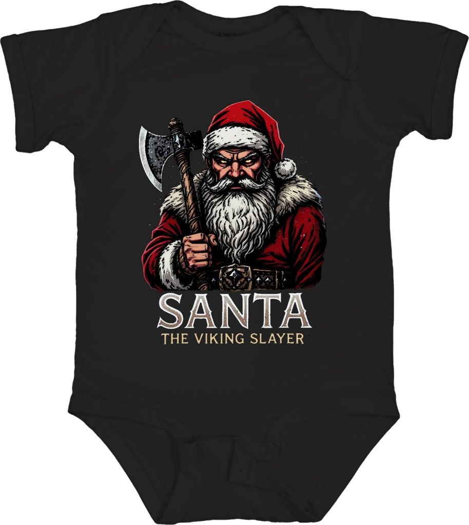 Santa The Viking Slayer Weihnachtsmann Axt düster Geschenk Unisex Baby Body, Schwarz, 6/12