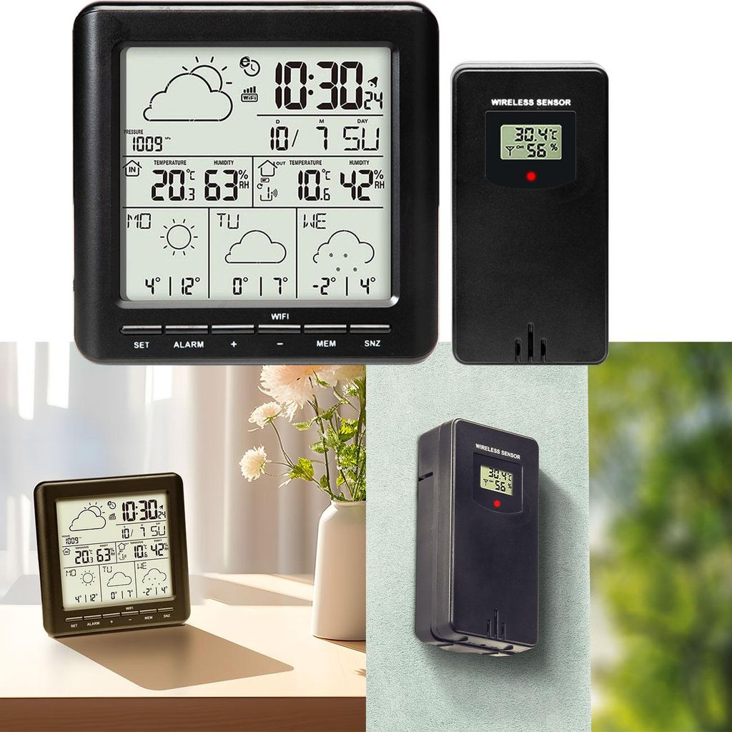 WLAN-Wetterstation mit Aussensensor: 4-Tage-Prognose, Produktbild 