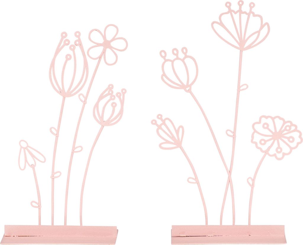 2er Set Metall Blume H18cm  Altrosa Deko-Aufsteller Produktbild 