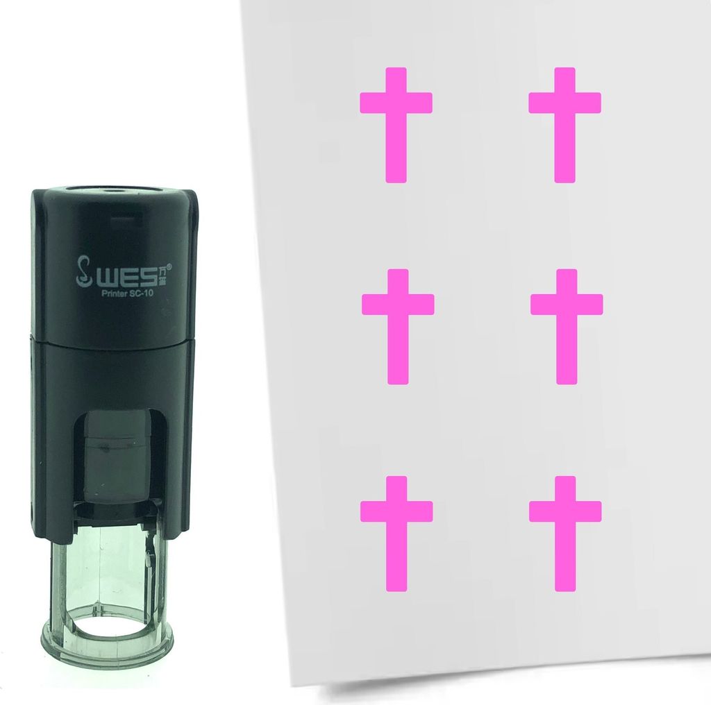 CombiCraft Selbstfärbender Stempel Sakrales Kreuz in der Farbe Pink, Ø10mm