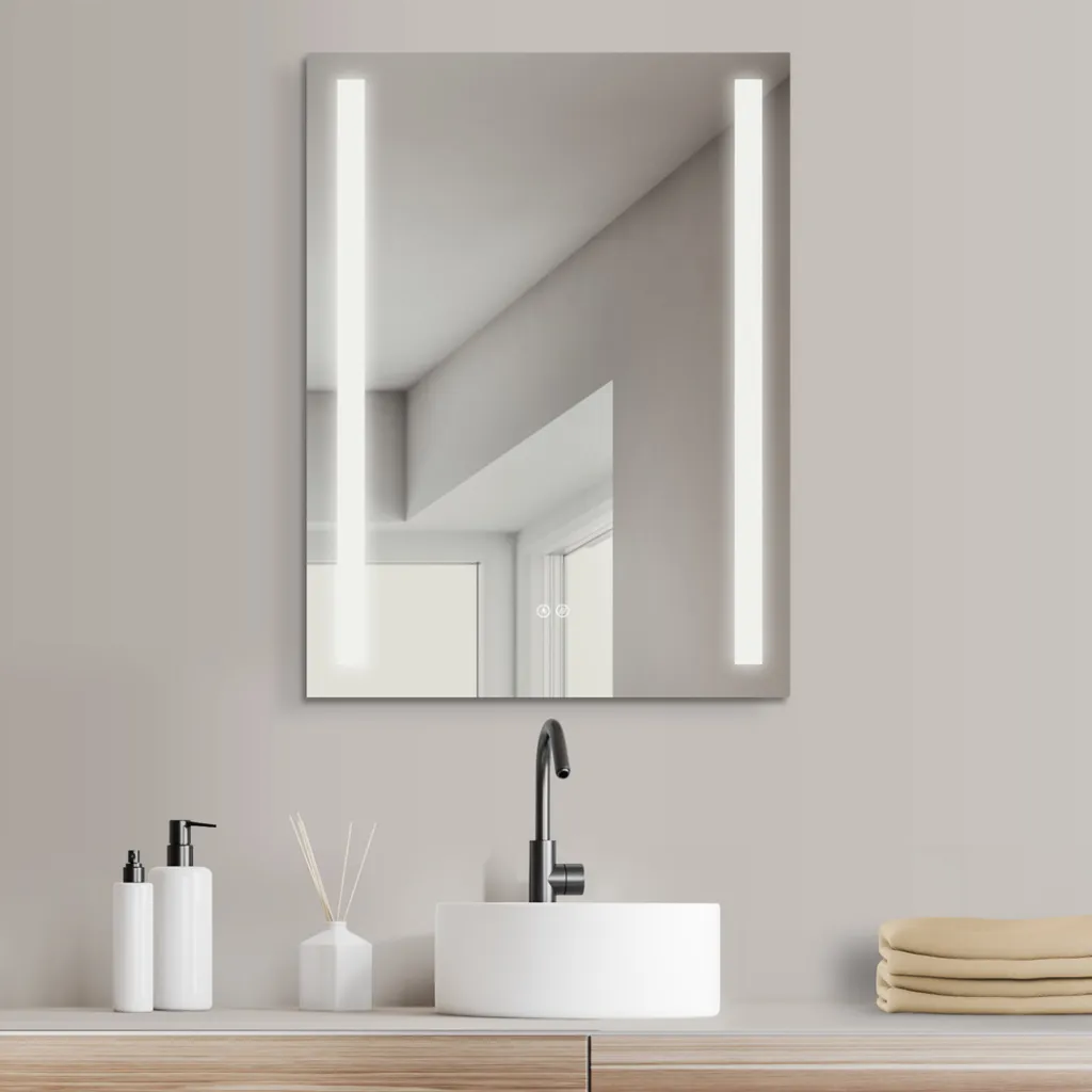 HOKO Borkum Specchio Design LED 60x80 | Luce Dimmerabile e Anti-Fog