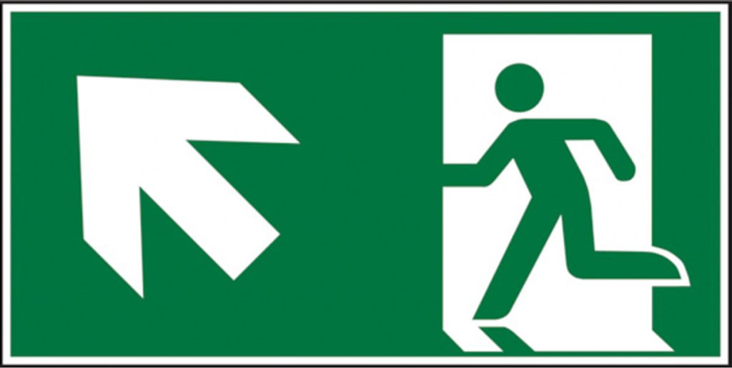 Dreifke Rettungszeichen, Notausgang aufwärts links | PVC langnachleuchtend |...
