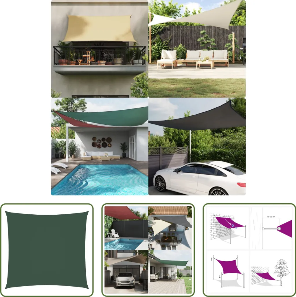 Vela Ombreggiante 2x2 m Verde Scuro Oxford | Design Moderno Outdoor