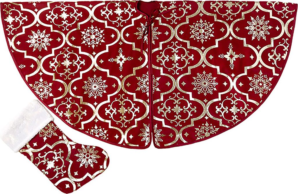 1 Set Christmas Style Tree Rock auffällige Polyester Schöne Schneeflockenmusterbaum Teppich für Zuhause-Purpurrot