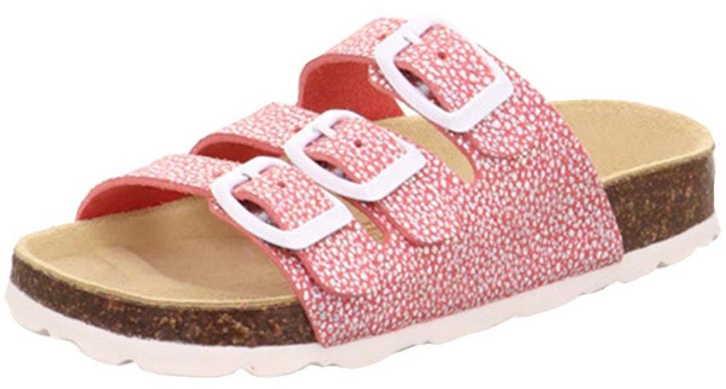 Superfit Fussbettpantoffel Mädchen Pantolette mit Glanzmotiv Pink/Weiß, 1-800113-5640