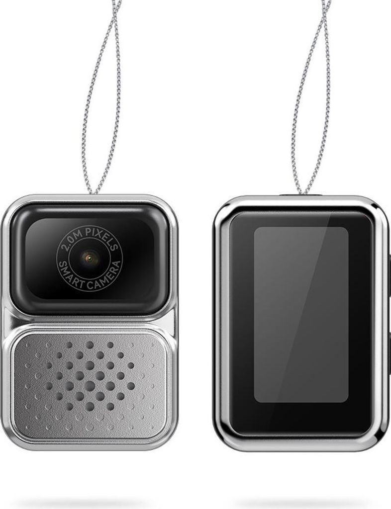 INF Mini Kamera mit Halskette: 480p HD, 0.96" IPS Bildschirm, Mehrfarbig Grau