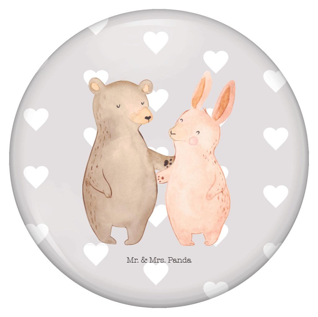 Mr. & Mrs. Panda Pin Bär und Hase Umarmen - Grau Pastell - Geschenk, Freunde, Best Friends, Badge, Bester Freund, Freundin, für Immer, Rucksack, ...