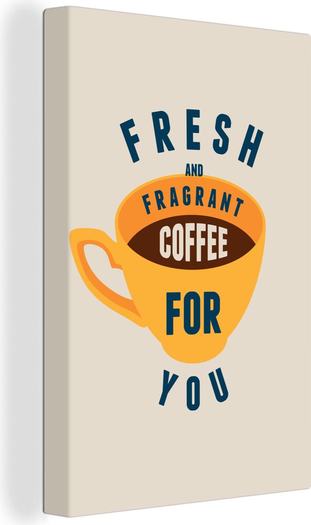 OneMillionCanvasses - Leinwandbilder - 90x140 cm, Vintage - Kaffee - Zitate - Sprüche - Frischer und duftender Kaffee für dich, Wandbilder Kuns...