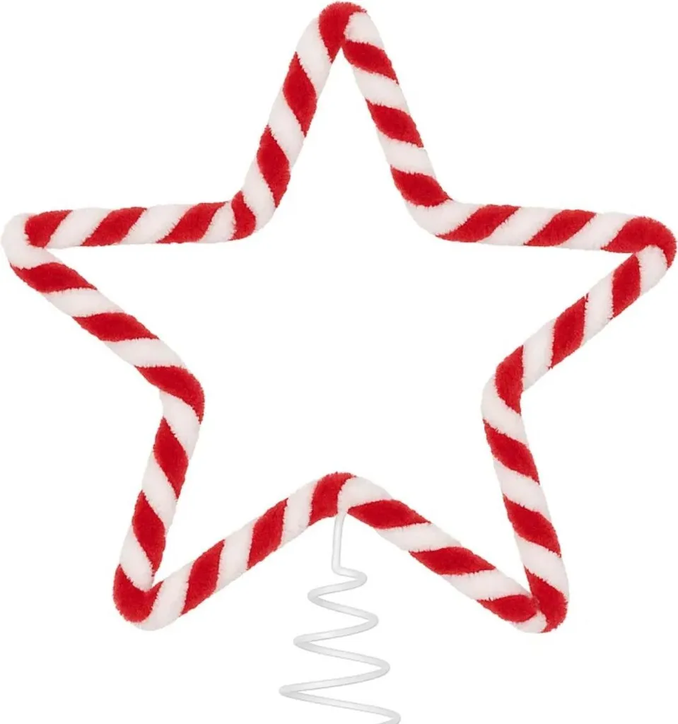 Cimier de sapin étoile rayée rouge et blanc 19 cm Feeric Lights Noël - 4