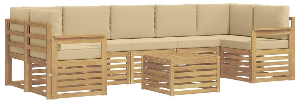 vidaXL Outdoor-Sofagarnitur mit Kissen 8 pcs Weiß und Beige Polyester