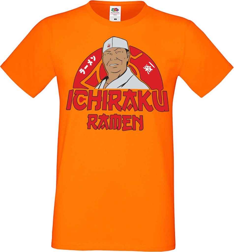 Herren T-Shirt Anime Manga Naruto Ichiraku Ramen, Man S / Orange