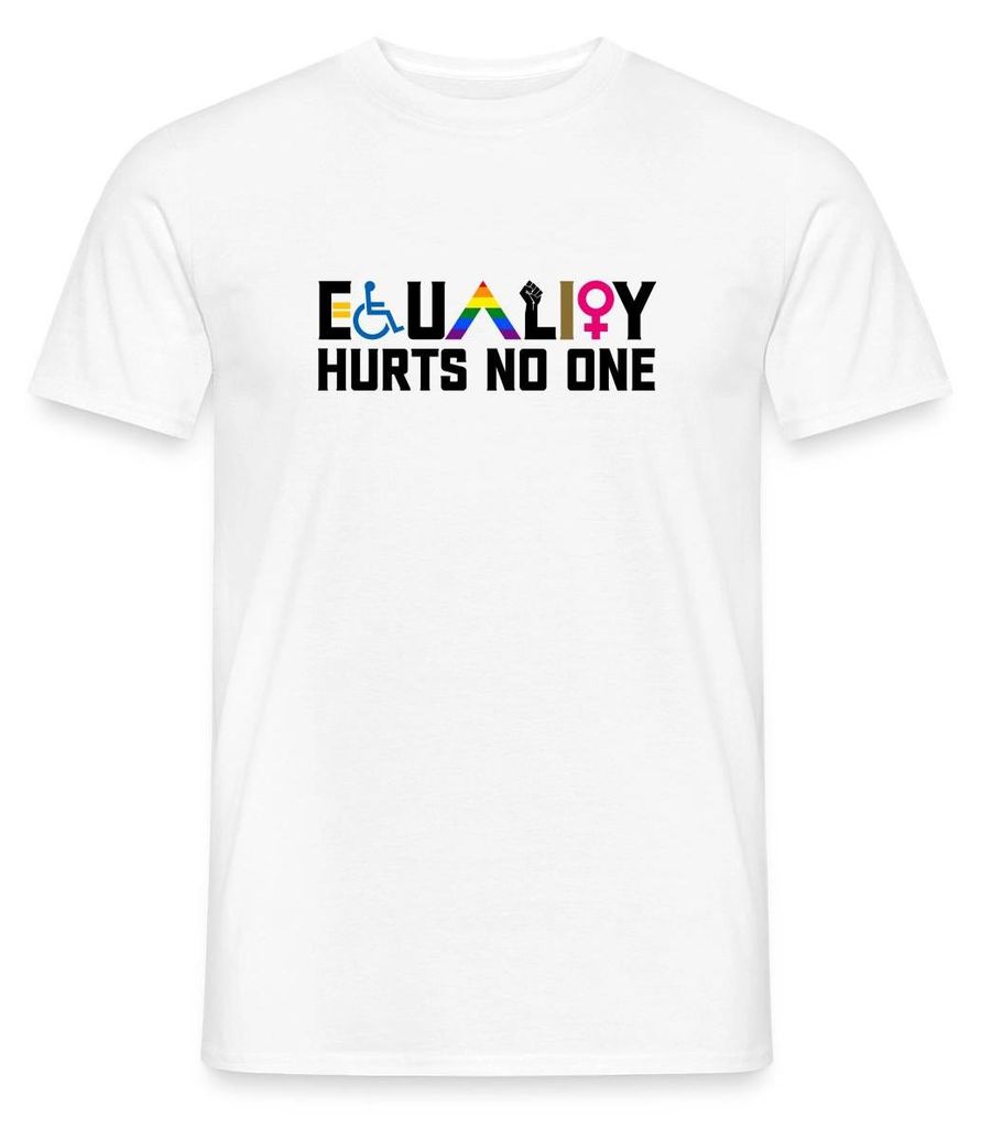 Spreadshirt Equality Hurts No One Pride Vielfalt Männer T-Shirt, XL, Weiß