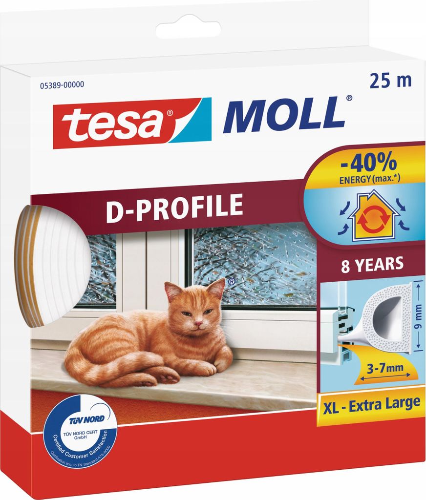 TESA Selbstklebende Gummidichtung für Fenster und Türen, Produktbild 