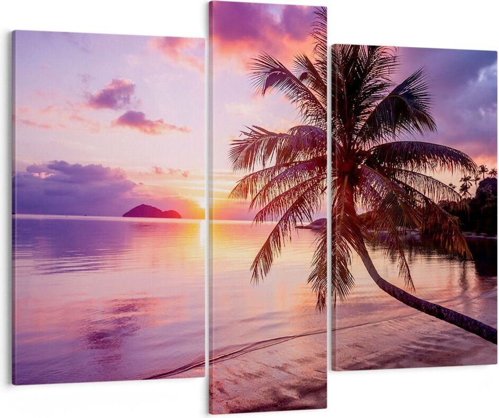 Bild auf Leinwand - Leinwandbild - Strand Meer Palme - 95x80cm - Wand Bild - Wanddeko - Wandbilder - Leinwanddruck - Bilder - Kunstdruck - Wanddeko...