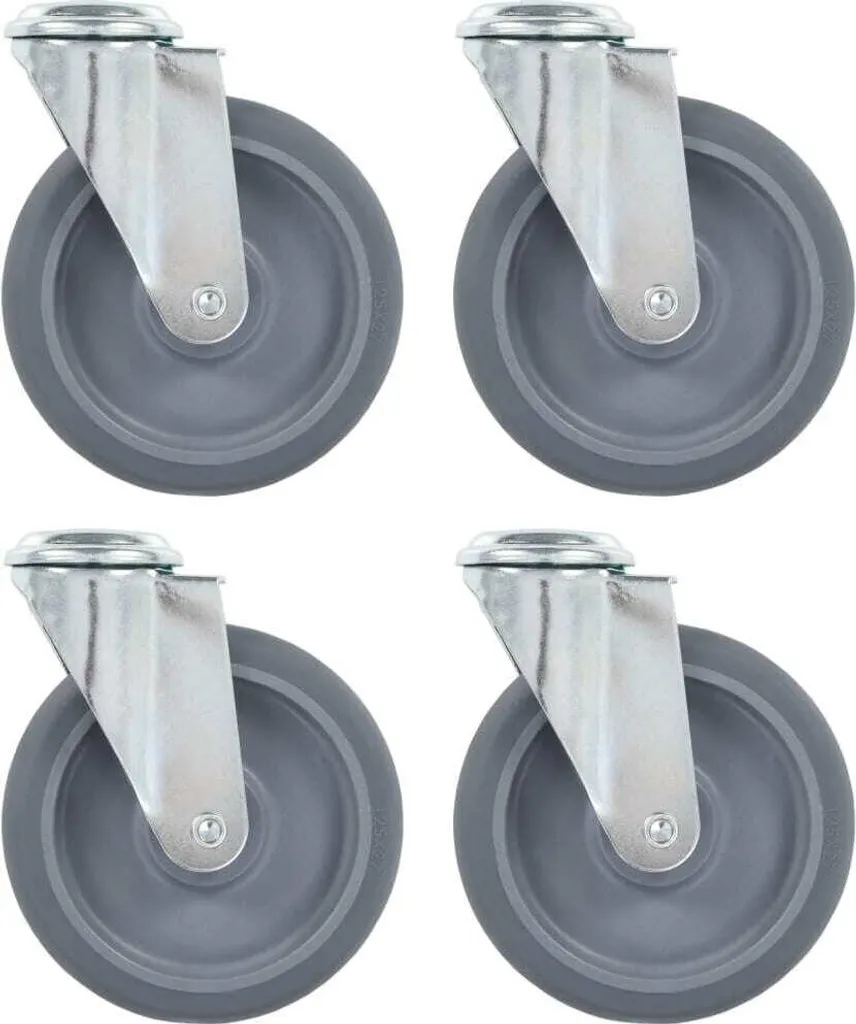 Jeu de 4 roues pivotantes à œillet 125 mm pour chariot et mobilier