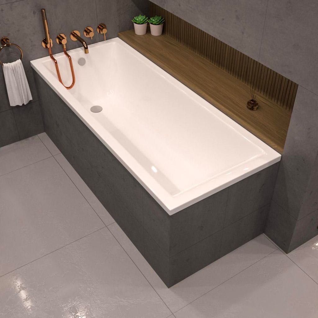 ECOLAM Badewanne Rechteckbadewanne 160x70 cm Marella Acrylwanne + Füße Ablauf Wanne